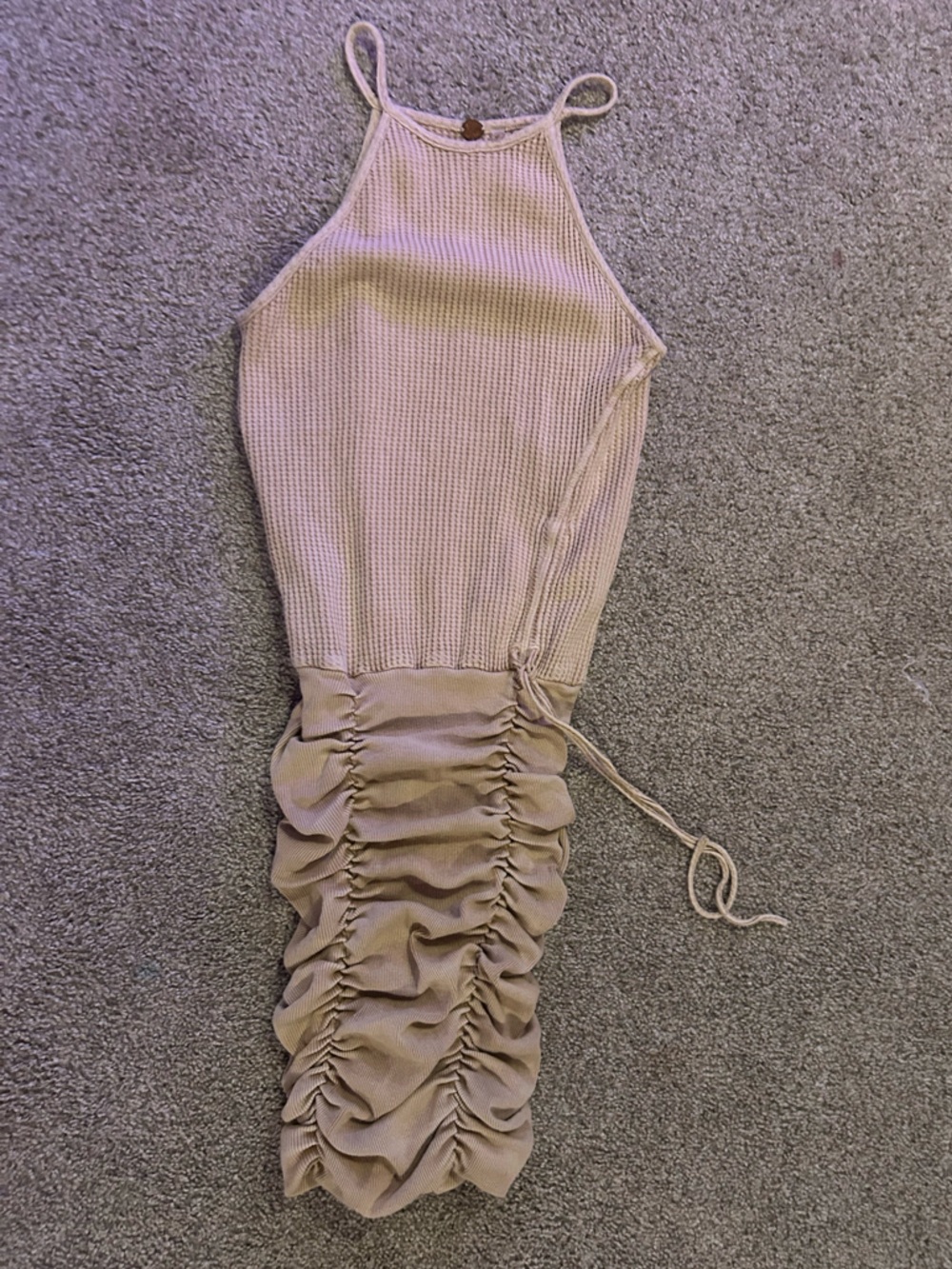 Free People Cream Waffle Knit Strap dress XS